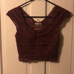 Mauve Lace Crop Top